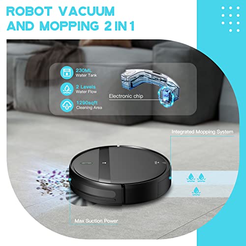 Manvins Robot Vacuum And Mop Combo, Wifi/Alexa/App, Robotic Vacuum Cleaner Robot, 2 In 1 Robot Vacuum And Mop With Schedule, Self-Charging, Tangle-Free Suction For Pet Hair/Hard Floor/Low Pile Carpet #TOP2