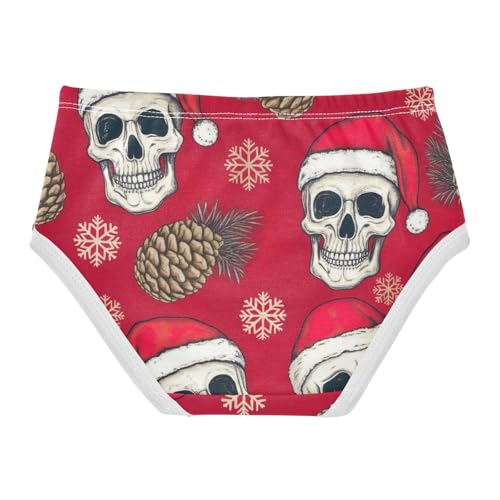 Personalized Girls Underwear Toddler 2t Cotton Panties Little Girl Funny Skulls Santa Hats Red Underpants Briefs2