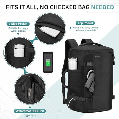 Image of 40L Travel Backpack for 17.3 Inch Laptop TSA Friendly USB-A Black