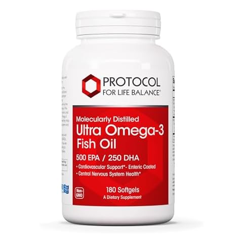 Protocol Ultra Omega-3-500mg EPA & 250mg DHA - Fish Oil for Brain Support, Heart & Nervous System Health* - EPA DHA Omega Supplement - Non-GMO & Halal - 180 Softgels Cover