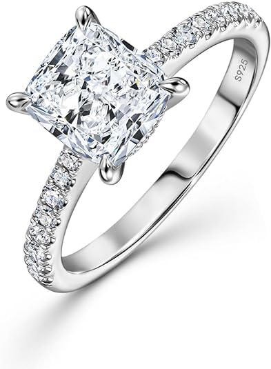 Engagement Promise Diamond Rings for Women Carat D Color VVS1 Crushed  Ice Diamond, S925 Sterling Silver Rings for Women 18K Gold Plated Ring