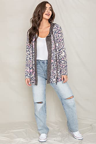 Image of Eloges Women's Multi Stripe Soft Knit Open Cardigan with Suede Elbow Patch