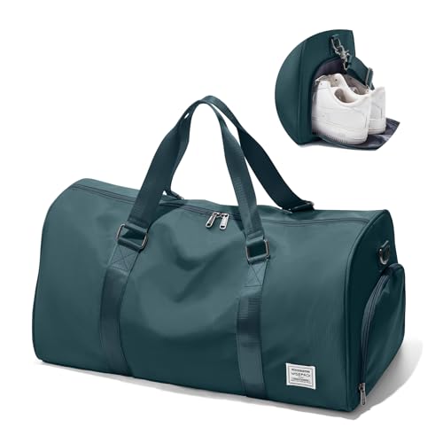 Image of Gym Bag for Women Men with Shoe Compartment,Small Travel Duffle Bags for Traveling Overnight Weekender Bag Personal Item Travel Bag Large Sport Bag Workout Bag Peacock Blue