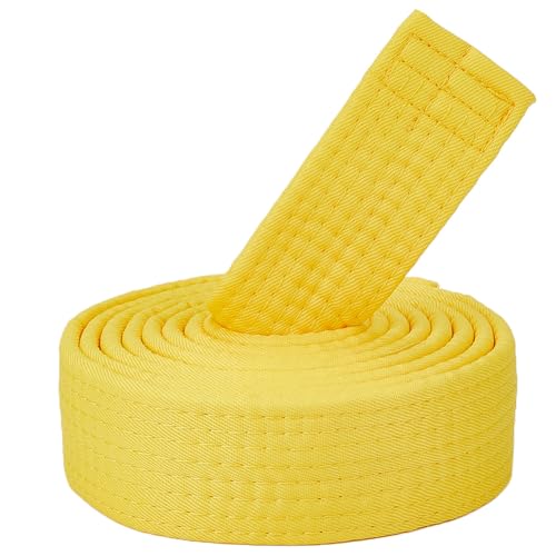 CREATCABIN Gelber Jiu Jitsu Gürtel Polyester Kampfsport Gürtel Judo TKD Aikido Einheitlicher Ranggürtel Lang Weich Universelle Passform Gürtel Taekwondo Für Männer Frauen Trainingsausrüstung 220cm
