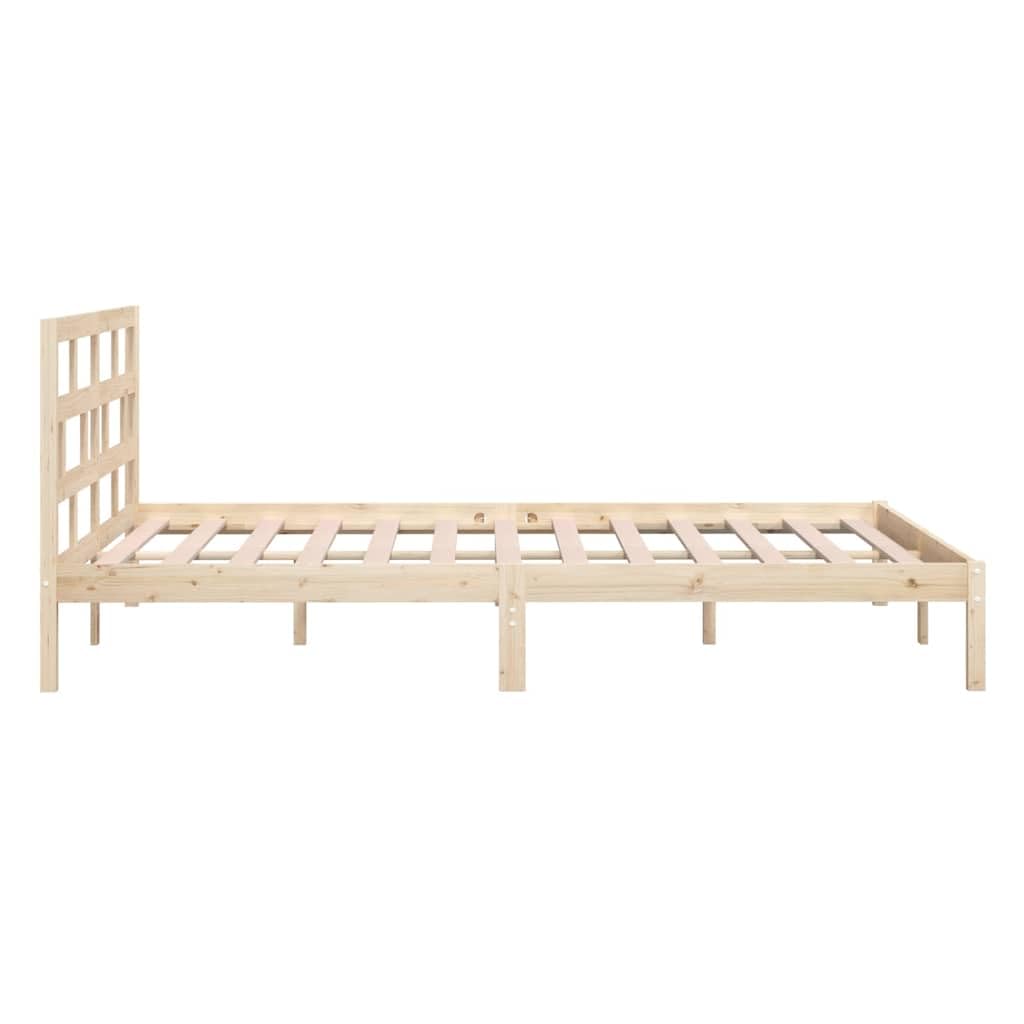 Lite drewno sosnowe z zagłówkiem klasyczny model brąz 135x190cm | Rama łóżka 135x190 cm lite drewno sosnowe z zagłówkiem solidne listwy