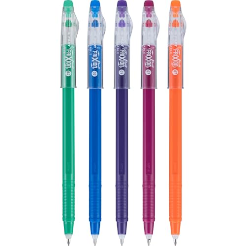 Pilot, FriXion ColorSticks Erasable Gel Ink Pens, Fine Point 0.7 mm, Pack of 5, Kelly Green, Blue, Purple, Magenta & Salmon Pink - image 4
