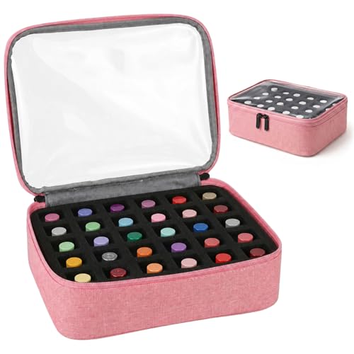 PUYUKO Organizador de Esmaltes de Uñas para 30 Botellas, Maletín Rosa PUYUKO Organizador de Esmaltes de Uñas para 30 Botellas, Maletín Rosa