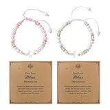 TIMJJG 2 Pulseras De Perlas Rosas Y Blancas, Cuentas Cruzadas para Niñas, Regalos De Comunión De Bautizo, Regalos para Accesorios Navideños.