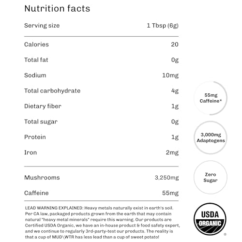 Image of MUDWTR Mushroom Matcha Powder | 3,000mg of Adaptogenic Mushrooms | Japanese Matcha Powder Blend | USDA Organic | Energy, Focus & Immunity Support | Lion's Mane, Chaga, Reishi, Cordyceps | 30 Servings