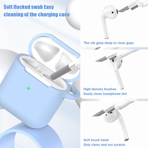 MHYALUDO AirPods Case Cover with Cleaning Kit & Keychain, Compatible with AirPods 2nd Gen 2019 & 1st Gen 2016, Soft Protective Case, Sky Blue - Image 7