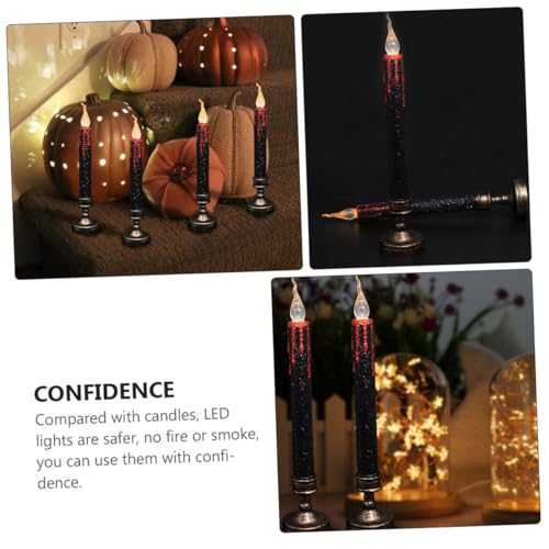 Velas de Halloween decorativas largas Operitacx luz amarilla parpadeante LED interior 2 unidades 6