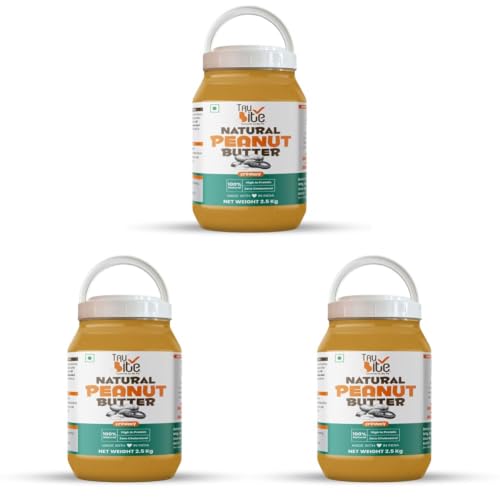 Image of Trubite Natural Peanut Butter (Creamy) (2.5kg) | Unsweetened | 30g Protein | Non GMO | Gluten Free | Cholesterol Free (2.5KG) (Pack of 3)