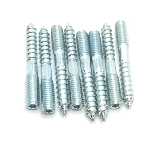 Image of Hanger Bolt M8x60 Silvery Double Headed Bolt Self-Tapping Screw with Hexagon for Furniture 8Pcs