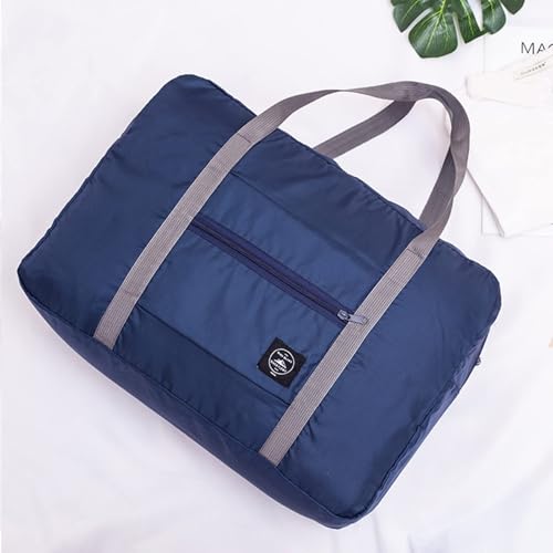 Foldable Travel Duffel Bag Tote Carry-on Luggage Bag Large Packable Overnight Bag Weekend Travel Bag for Men Women Navy Blue4