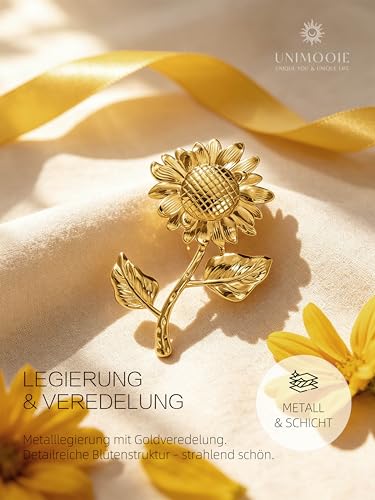 Broche de girasol para mujer con relieve sutil y acabado mate 2