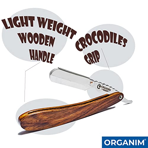 Image of Organim Care Products Shaving Razor Men, Barber Salon Wooden Clip Razor with Scissor combo