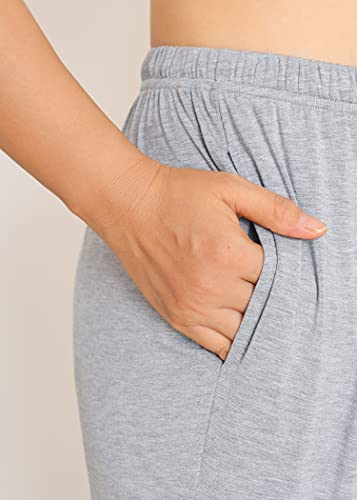 Esenchel Women's Plus Size Pajama Pants Bamboo Rayon Sleep Pants 3X Light Gray #TOP2