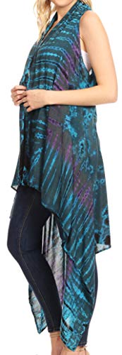 Sakkas Ivana Women's Oversized Draped Open Front Sleeveless Cardigan in Tie Dye4