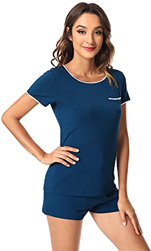 Image of WiWi Viscose from Bamboo Pajamas Set for Women Super Soft Short Sleeve Cooling Summer Plus Size Pjs Sets Sleepwear S-4X