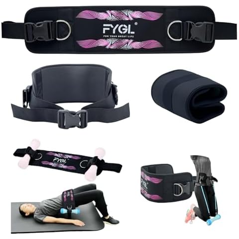 FYGL Hip-Thrust-Belt, Dip-Belt, Pull-Up-Belt - Versatile, Foldable for Home & Gym, Secures Dumbbells, Kettlebells, Plates, and Machines, Pink Cover