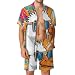 MUMEHAZ Men's Vacation Hawaiian Sets, Summer Short Sleeve Beach Outfits with T-Shirt and Shorts, Outdoor Breathable Sports Tracksuits, Cute Goose Colorful Cartoon Animal