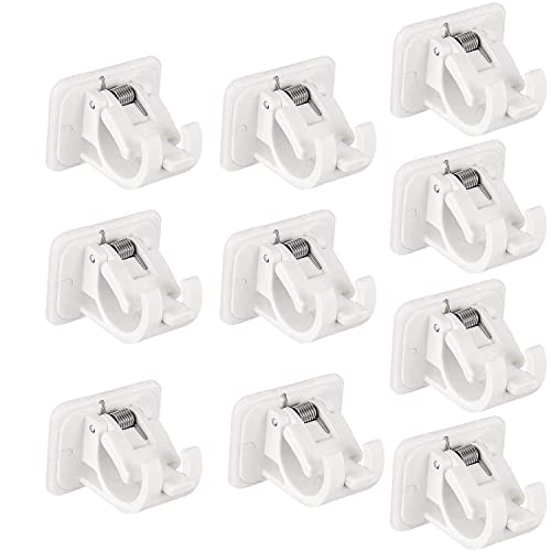 MIRFURT Lot de 10 supports de tringle à rideaux auto-adhésifs sans perçage, pour tringle à rideaux, crochets pour tringle à rideaux, porte-serviettes pour la maison, la salle de bain et l'hôtel Blanc