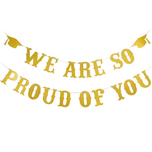 Amazon Com Graduation Decoration 21 We Are So Proud Of You Banner Gold Glitter Graduation Party Supplies 21 Class Of 21 Graduation High School Graduation College Grad Party Decorations Toys Games
