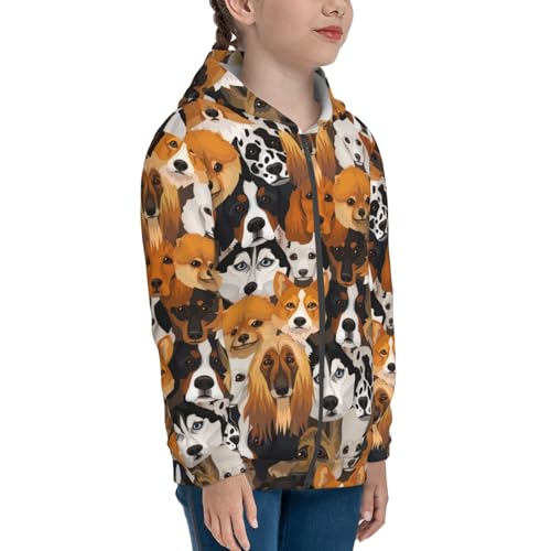 Dogs Different Breeds Kid Hoodies Boys Zip Up Sweatshirts Girls Pullover with Pocket4