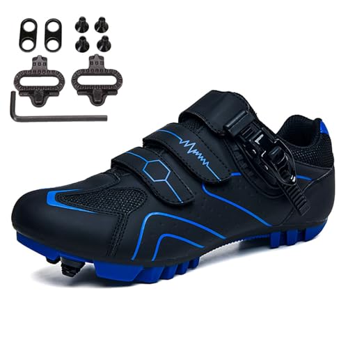 JiuQing MTB Cycling Shoes Men Mountain Bike Shoes Compatible with SPD 2-Bolts SPD Cleats for Outdoor Riding2