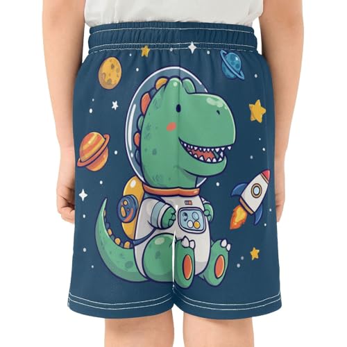 DOMIKING Dinosaur Planet Blue Kids Shorts Pull-on Boys Shorts with Elastic Waist Casual Athletic Pants for Playwear Summer3