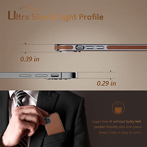 LOHASIC Designed for iPhone 12 Pro Max Case, Luxury Leather Business Premium Classic Cover Protective Cases Compatible with iPhone 12 Pro Max 5G 6.7 inch - Brown