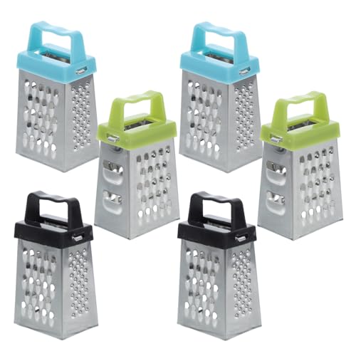MAGICLULU 6pcs Mini Cheese Grater Stainless Steel Handheld Tool for Shredding Vegetables Ginger and Cheese with Nonslip Base and Handle Compact Kitchen Essential