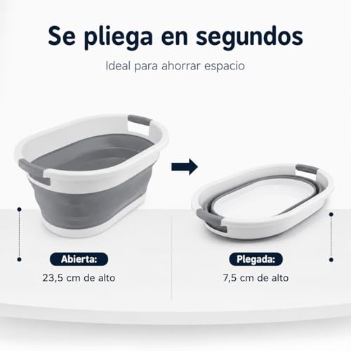 Miniatura 3 de Cesto Plegable De Colada Silicona Con Asas Capacidad 24 Litros Gris Canasto De Plastico Cesta Para Ropa Limpieza Camping Facil Plegado Ahorra Espacio
