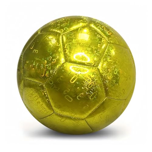 Mateju Balón Fútbol Talla 5, PVC Engrosado Pelota de Fútbol para Entrenamiento y Competición, Balones Futbol Exterior e Interior con Inflador Regalo para Niños y Adultos (Láser Dorado)