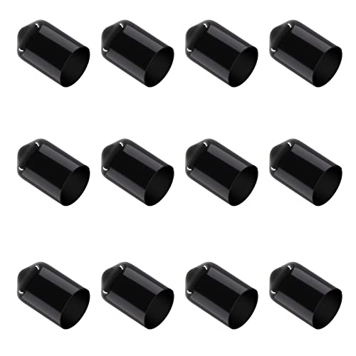 Suiwotin 12PCS Rubber End Caps Cover 3/8 inch/9.5mm Black Round Vinyl Plug Bolt Covers Caps Screw Rubber Thread Protector for Metal Tubing, Round Tubing Bolt (Black, 9.5mm Inner Dia)