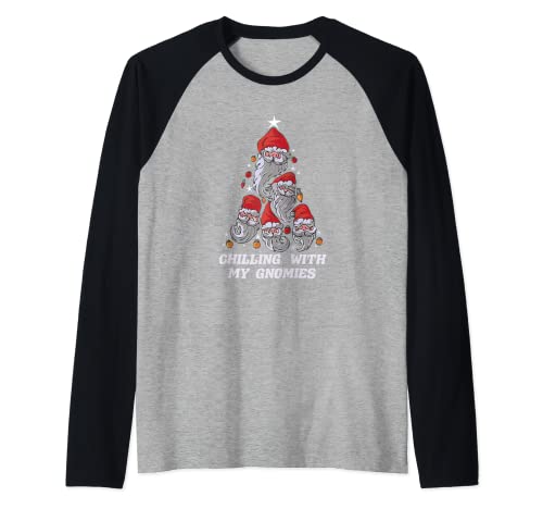 Chilling With My Gnomies Navidad traje Navidad Navidad Navidad Camiseta Manga Raglan
