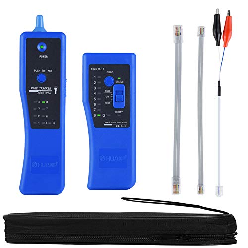 Digital Ethernet Cable Tracer Anti-interference No Noise RJ45 Network Cable Tester RJ11 Telephone Line Tone Generator with Toolkit, Cable Hunt/Wire Collation/Continuity Check/Polarity Detection (Blue)