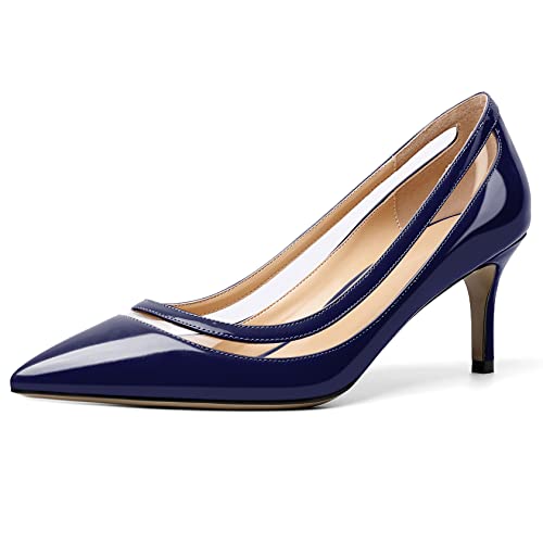 YODEKS Women's Low Heels Pumps Pointy Toe Kitten Heel Daily Pumps Office Work Shoes for Bridal Evening Prom