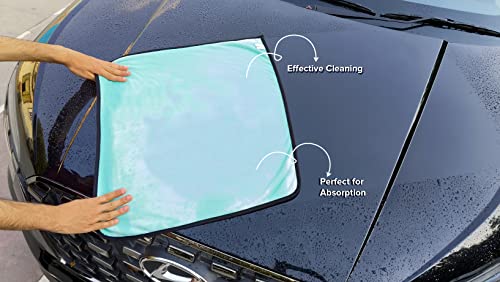 Image of SOFTSPUN Microfiber Cloth for Car - 800 GSM, 50x60 cms, 1 Pcs, Aqua Blue Twisted Loop Super Absorbent Towel - Edgeless Design with Plush Pile and Lint Free Cloth for Drying and Detailing.