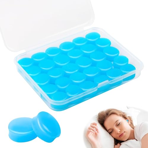 15/30 Unidades Tapones Auriculares de Silicona Azules Reutilizables Moldeables, Impermeables Antiruido para Dormir Nadar Avión, Protección Auditiva Contra Ronquidos (30 uds)