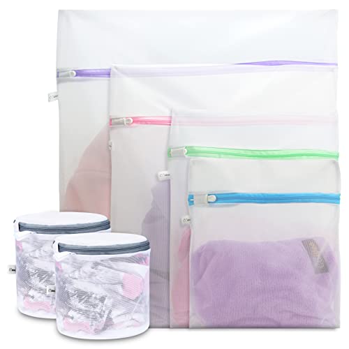 Image of CCidea 6 Pack Mesh Laundry Bags For Washing Delicates,Underwear,Bra,Shoes,Lingerie, Swimsuit, Dress, T-Shirt,Coat, Large Heavy Duty Travel Laundry Bag