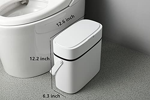 Ieek Plastic Trash Can With Press Top Lid,3.2 Gallon /12 Liter Garbage Can With Handle,White Modern Waste Basket Thin Trash Cans For Bathroom,Kitchen,Living Room,Office And Narrow Spaces… #TOP1