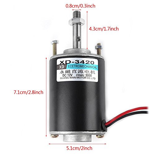 Mini 12V/24V CW/CCW Permanent Magnet DC Motor Reversible Electric Gear Motor High Speed Low Noise for DIY Generator(DC 12V 3500RPM)