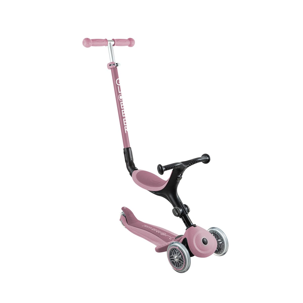 Globber GO•UP Active Eco – Patinete escalable de 3 Ruedas con Asiento, para niños de 15 Meses a 6 años, Rosa