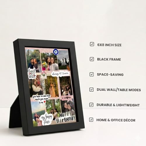 Image of Customized Collage Photo Frame for Wall | Upload 14 Photos | Personalized Photo frame Gift for Birthdays, Anniversaries, Weddings, Couples | (A4 Size) (Birthday)
