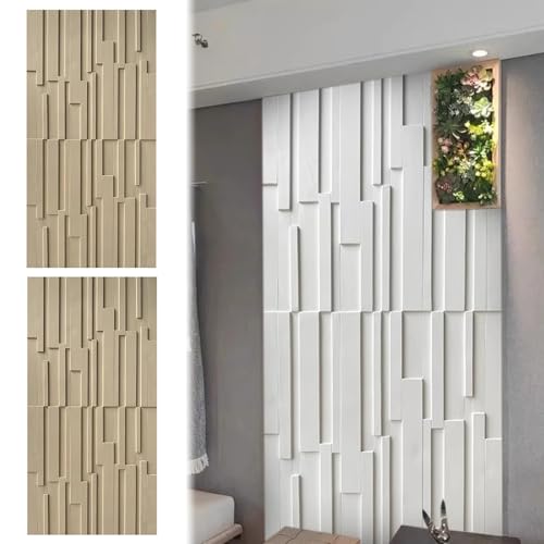Panel de listones de pared con textura estriada 3D, cubierta de revestimiento de revestimiento para decoración del hogar y fondo de TV, juego de 2 paneles