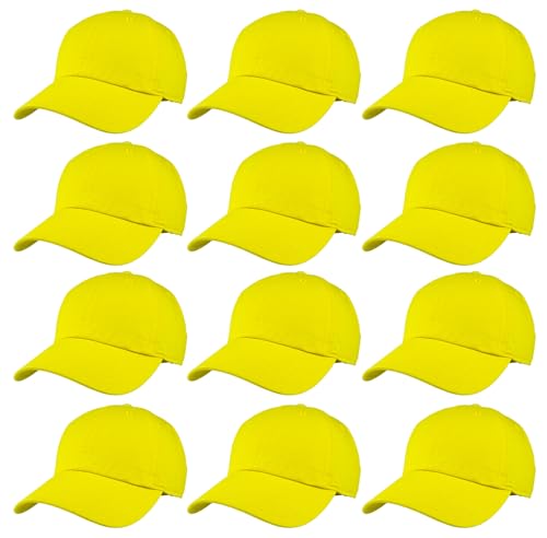Image of Gelante Baseball Caps Hats 100% Cotton Plain Blank Adjustable Size Wholesale Bulk of 12 Pack