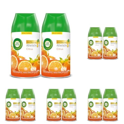 Air Wick Freshmatic Max Raumspray DUO – Nachfüller für den Air Wick Freshmatic Max – Duft: Citrus – 2 x 250 ml Nachfüller Raumduft und Lufterfrischer (Packung mit 5)