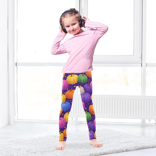 Colorful Pumpkin Stars Girls Leggings Soft Stretch Workout Yoga Dance Pants for Kids Casual Tights4