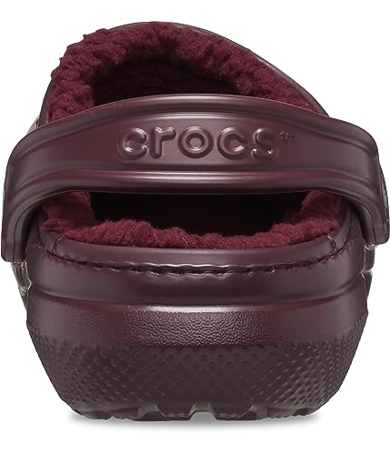 Image of Crocs Unisex Classic Lined Clog | Fuzzy Slippers, Dark Cherry, 10 US Men
